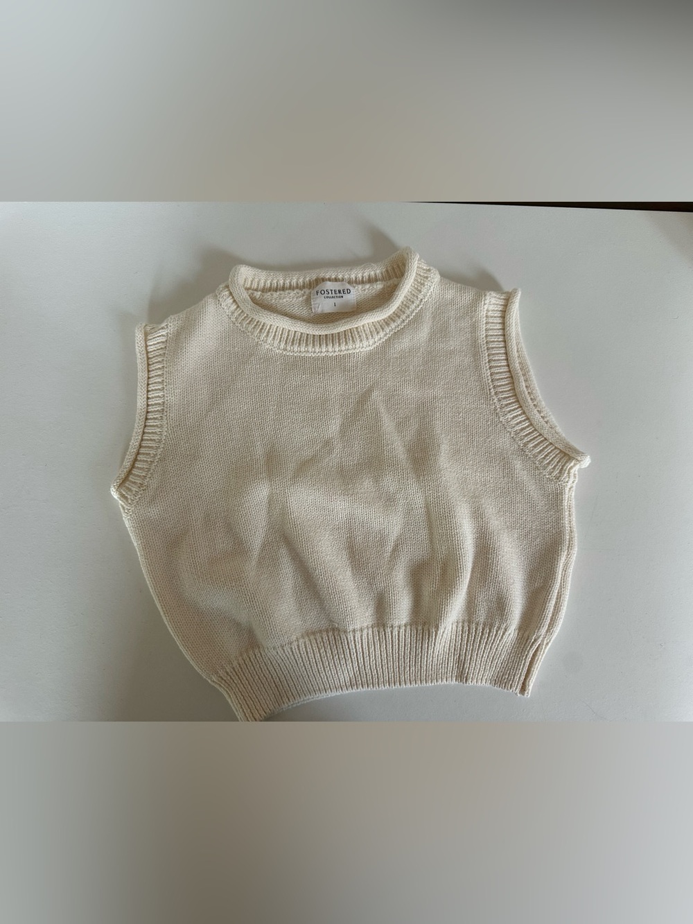 Fostered Collection Cream Knit Sleeveless Sweater Tank Sz 1yr